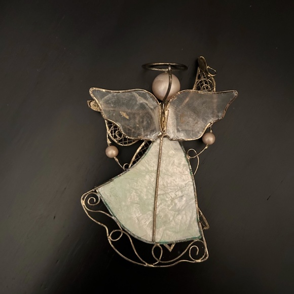 Vintage Brass Filigree & Shell Angel Ornament Detailed w Beautiful Patina - Picture 7 of 7